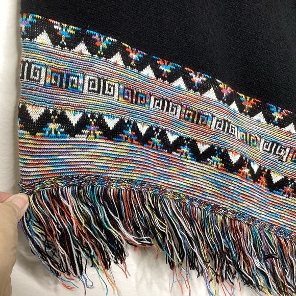 Vintage Cuddle Knit Poncho Fringe O/S - Picture 3 of 6